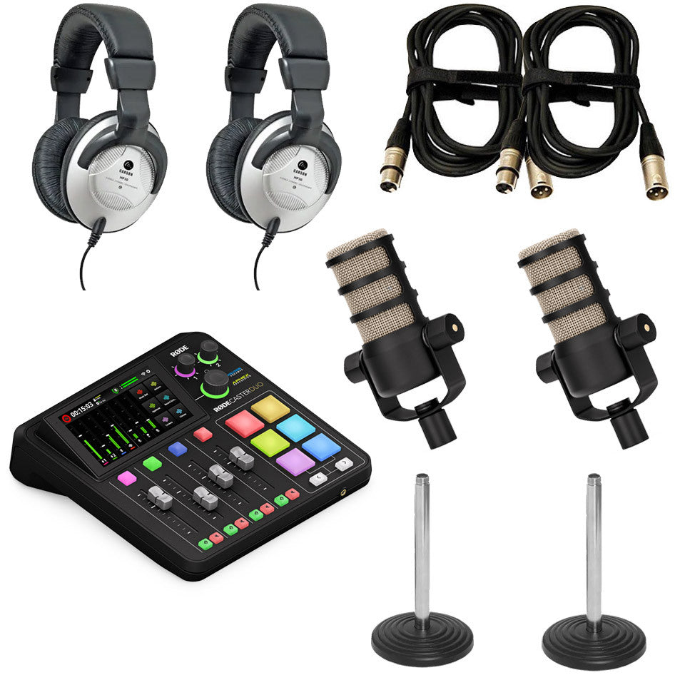 Rode RodeCaster Duo - 2 Person Podcasting Pack - 2x PodMic, 2 x Headphones, 2x XLR Cables