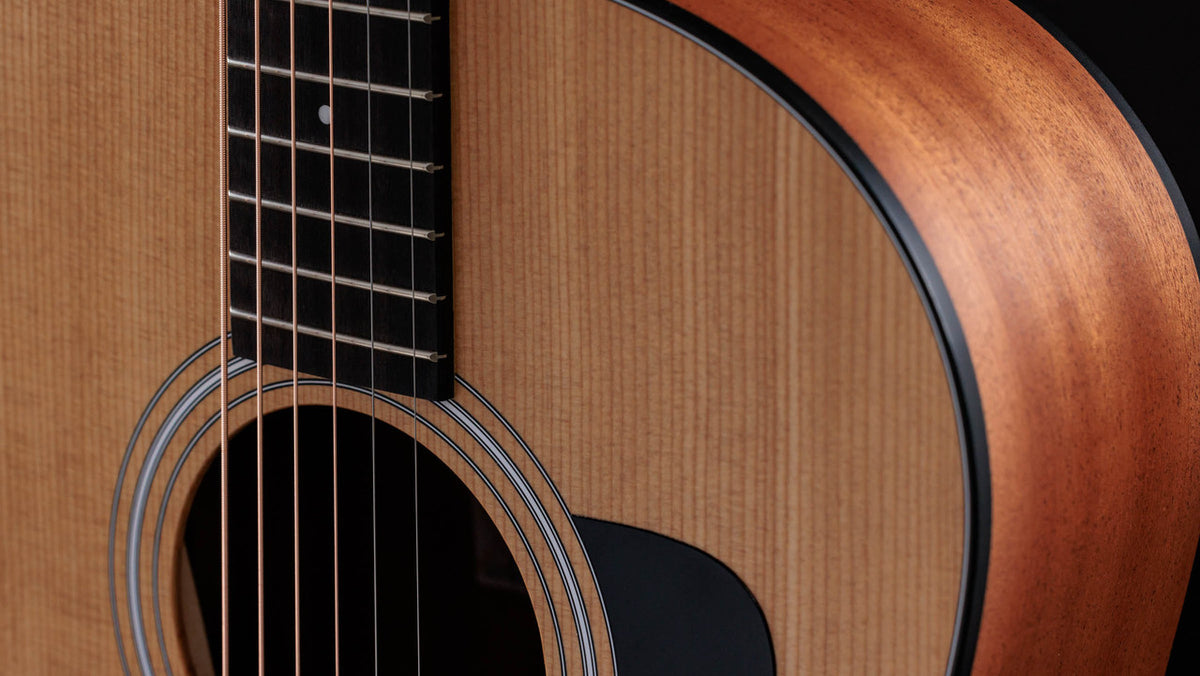 Waist and layered sapele side meeting the torrefied spruce top of the Taylor 117e