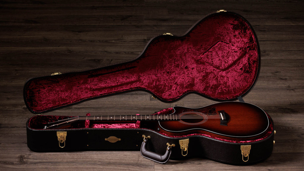 Taylor 322ce in the included black hardshell case with red plush interior