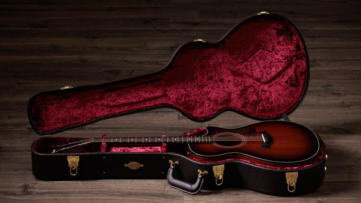 Taylor 322ce in the included black hardshell case with red plush interior