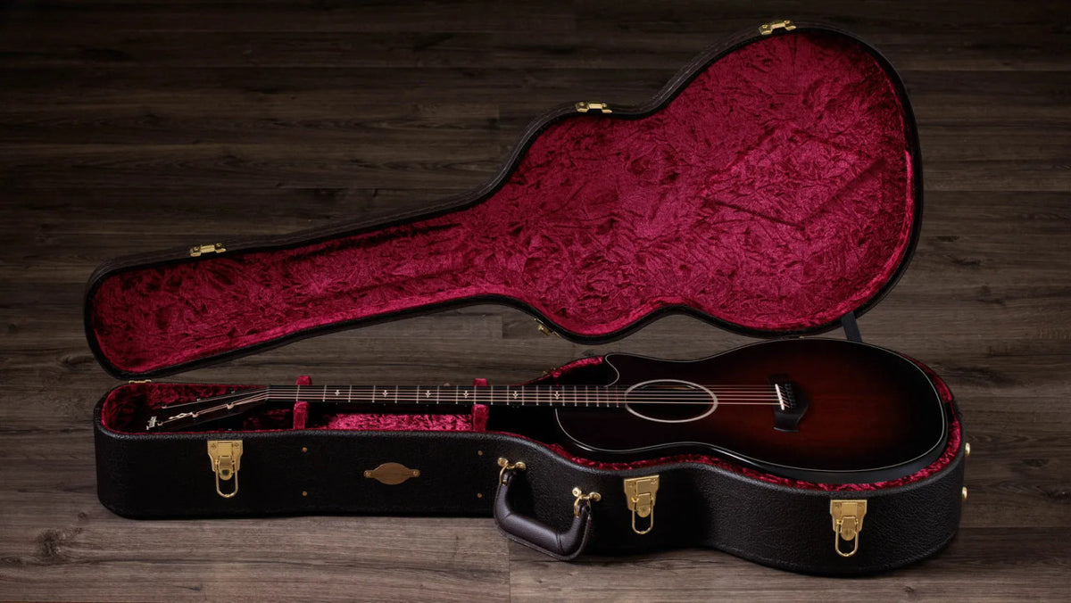 Taylor Next Generation Builder's Edition 324ce Mahogany Acoustic-Electric Guitar body and soundhole detail
