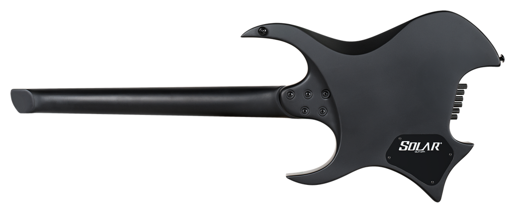 Solar H2.6C Electric Guitar – Carbon Black Matte — rear view