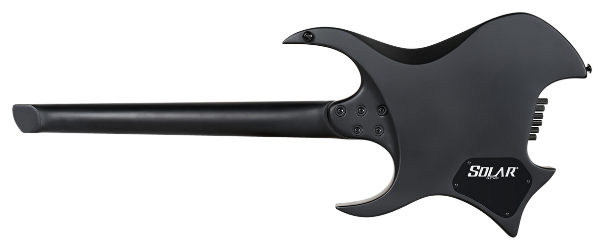 Solar H2.6C Electric Guitar – Carbon Black Matte — rear view