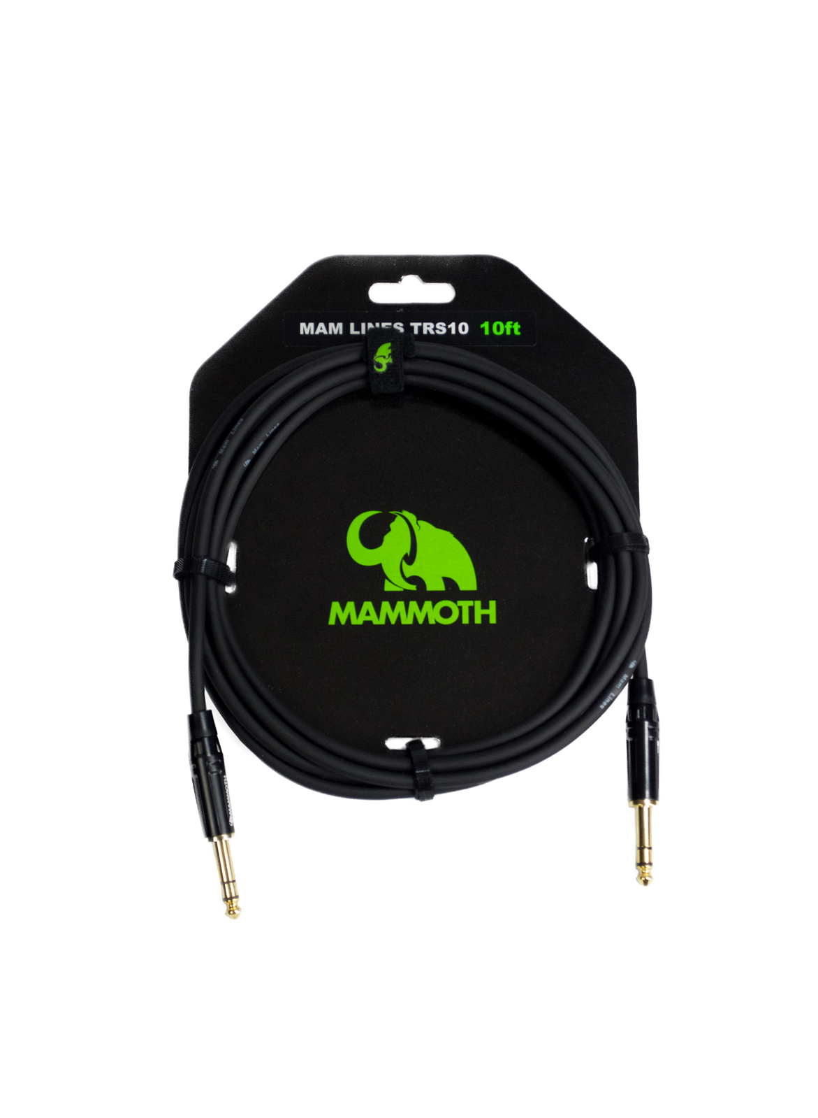 Mammoth MAM Lines TRS10 10ft cable in labelled packaging with trs jack to trs jack connectors