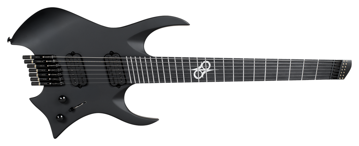 Solar H2.7C 7-String Electric Guitar – Carbon Black Matte — angled body view