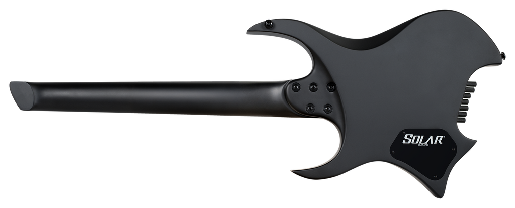Solar H2.7C 7-String Electric Guitar – Carbon Black Matte — rear view