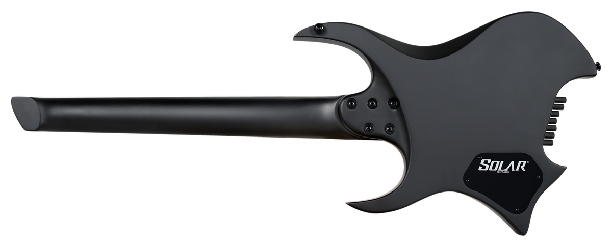 Solar H2.7C 7-String Electric Guitar – Carbon Black Matte — rear view