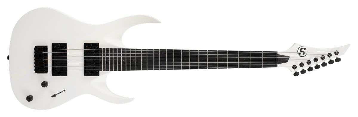 S by Solar AB4.7 7-String Electric Guitar – White Matte — rear view
