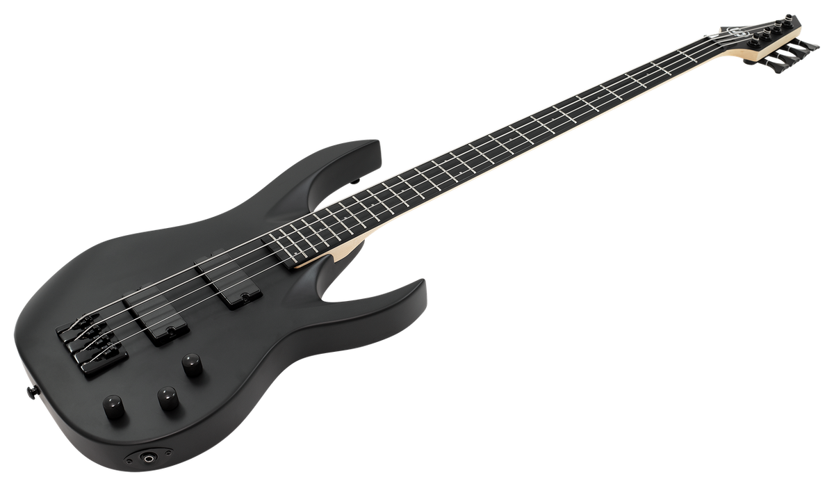 S by Solar AB4.4 4-String Bass – Carbon Black Matte — angled body view