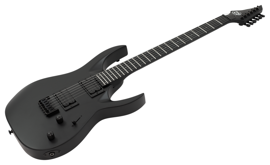 S by Solar AB4.6 Electric Guitar – Carbon Black Matte — angled body view
