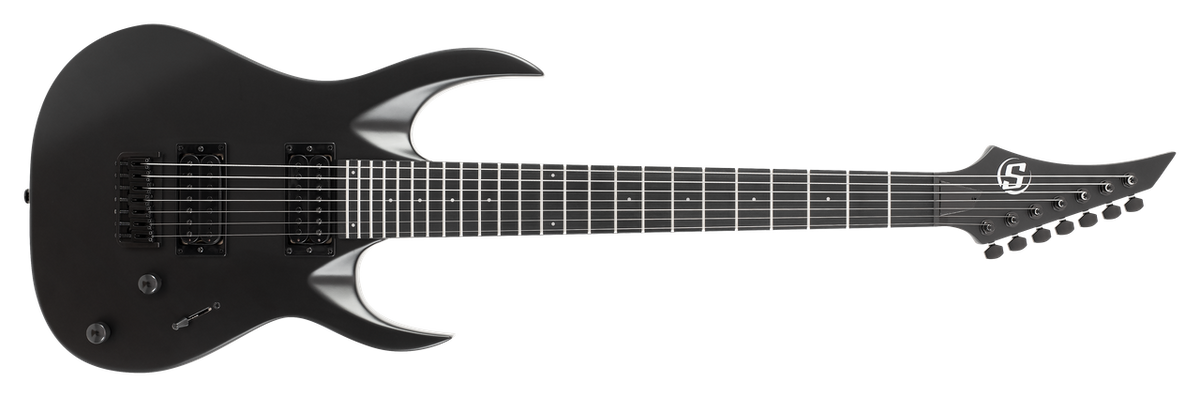 S by Solar AB4.7 7-String Electric Guitar – Carbon Black Matte — hardware & pickup detail