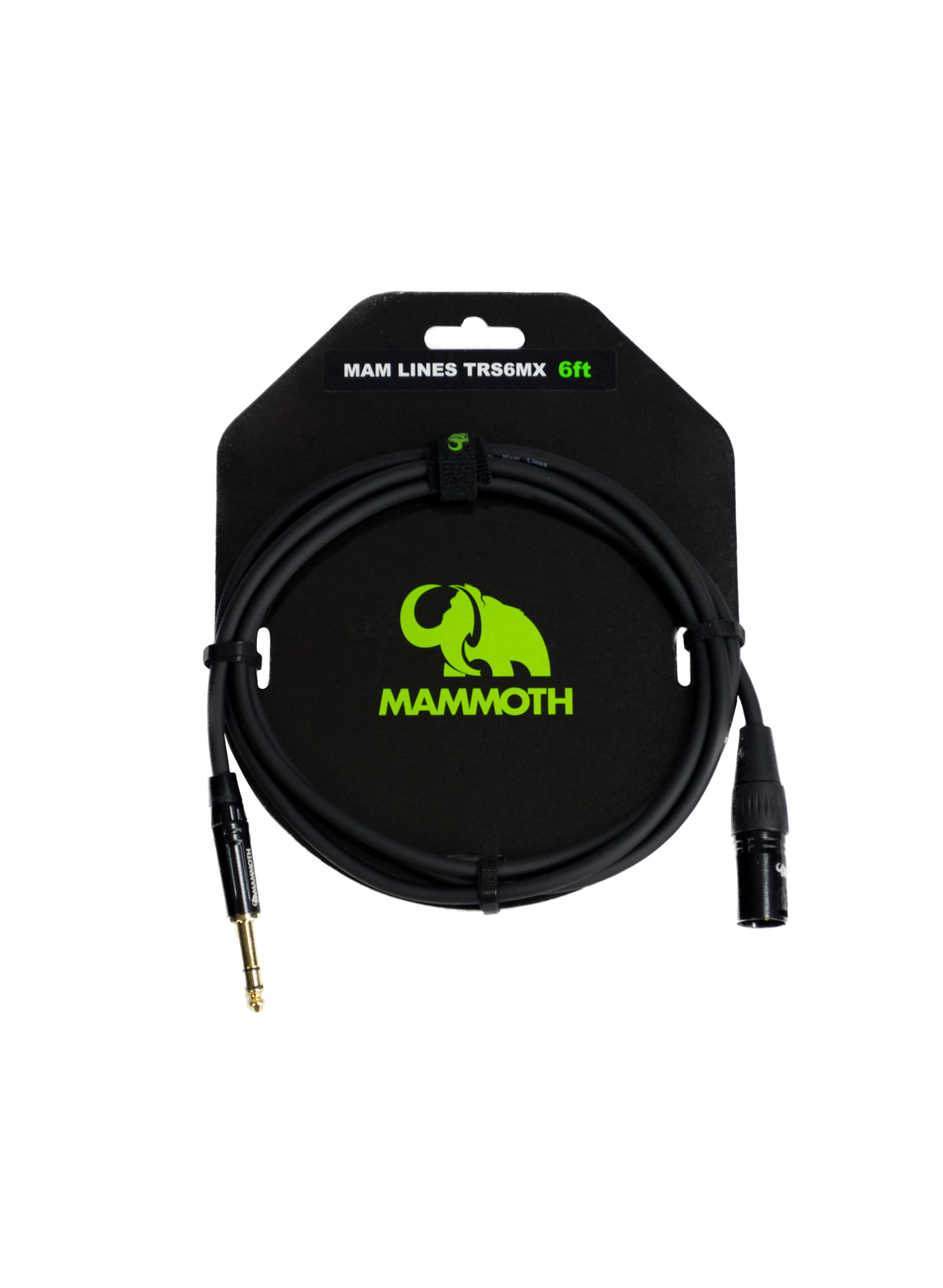 Mammoth MAM Lines TRS6MX 6ft cable in labelled packaging with trs jack to male xlr connectors