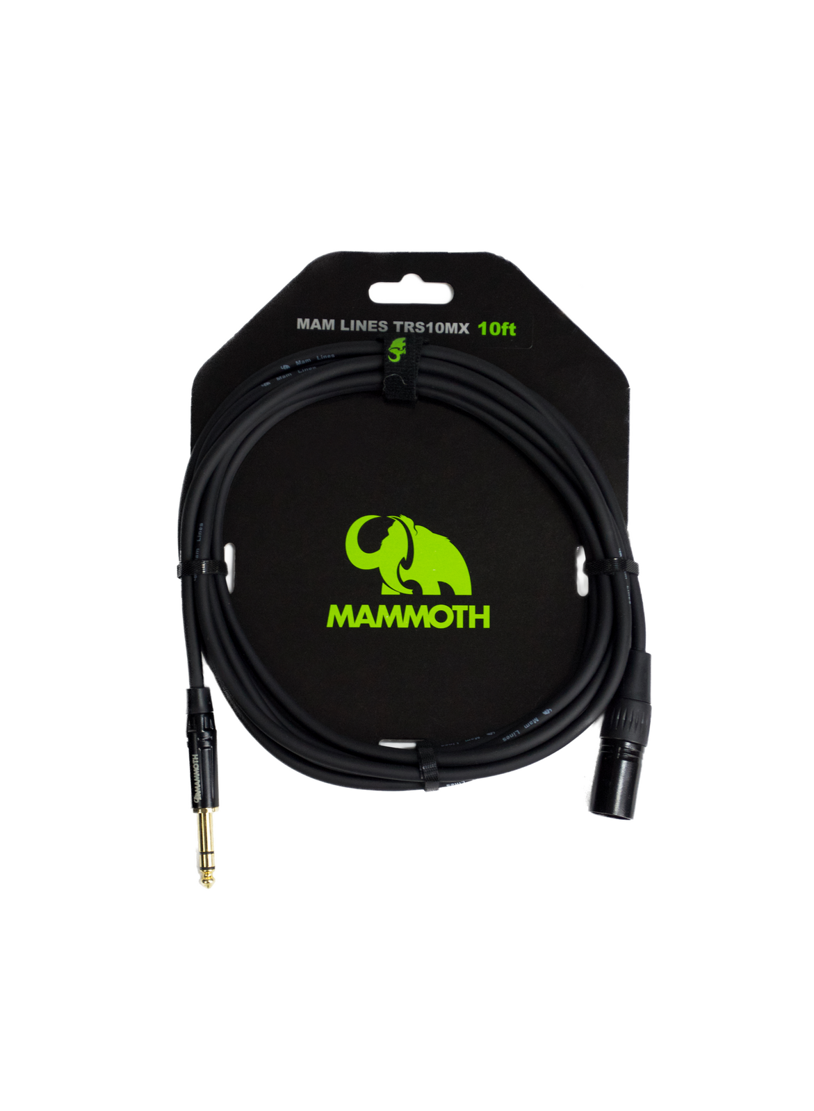 Mammoth MAM Lines TRS10MX 10ft cable in labelled packaging with trs jack to male xlr connectors