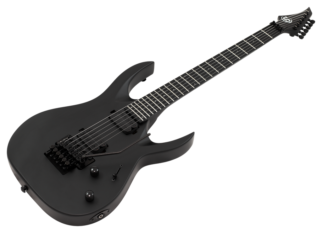S by Solar AB4.6 FRC Electric Guitar – Carbon Black Matte — angled body view