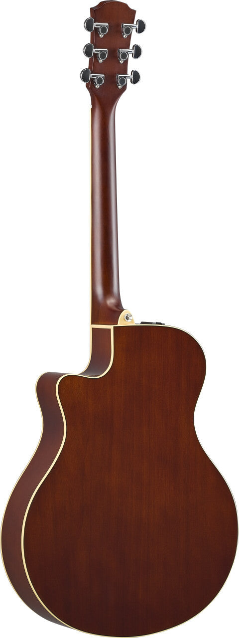 Yamaha APX600 in Old Violin Sunburst, back of body and neck