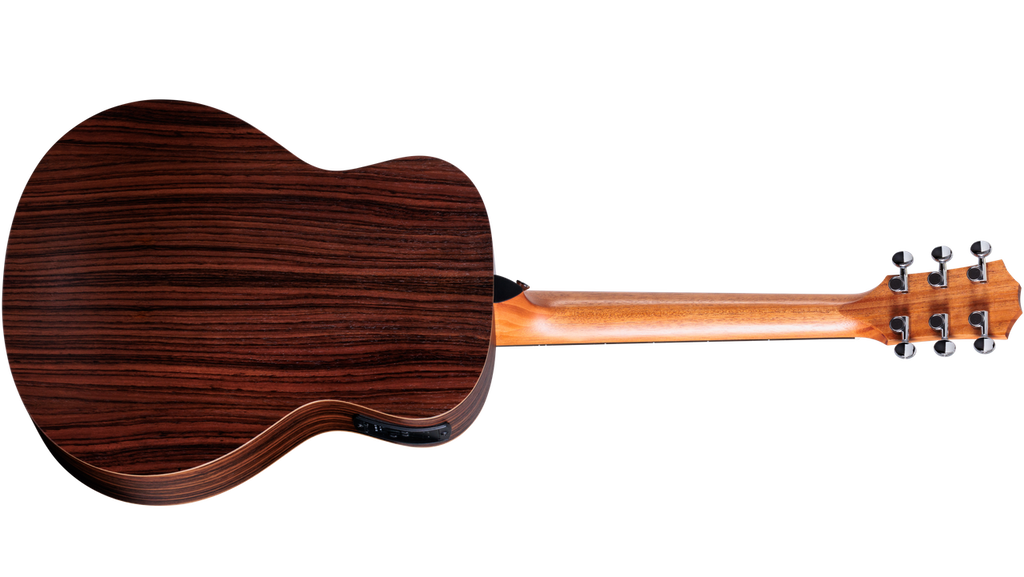 Layered Indian rosewood back and mahogany neck of the Taylor GS Mini-e Rosewood SB