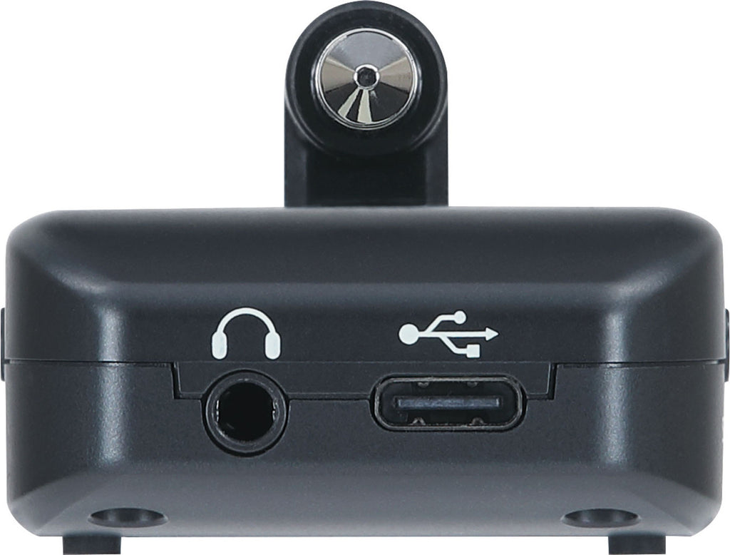 Underside of the Boss Katana GO (KTNGO2) with the 3.5 mm headphone jack and the USB Type-C port used for charging and audio interface duties