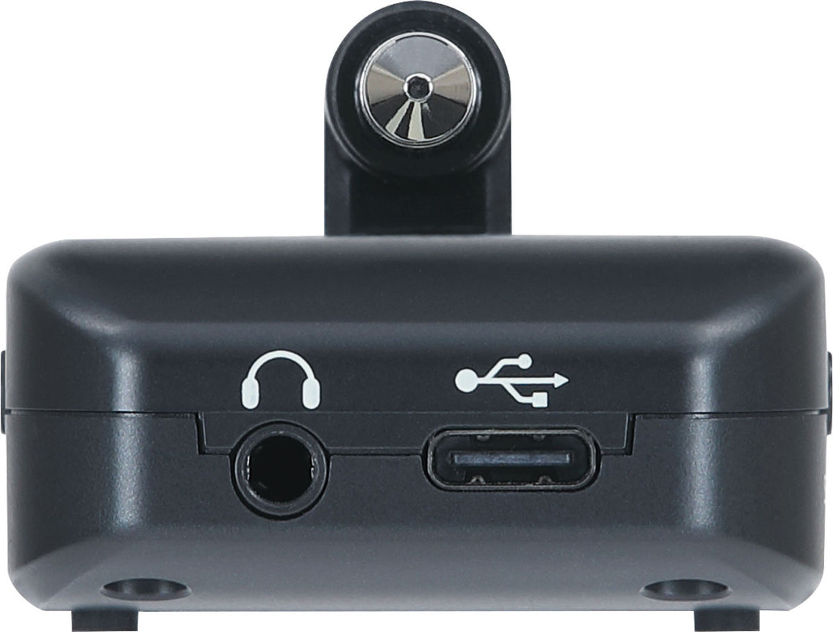 Underside of the Boss Katana GO (KTNGO2) with the 3.5 mm headphone jack and the USB Type-C port used for charging and audio interface duties