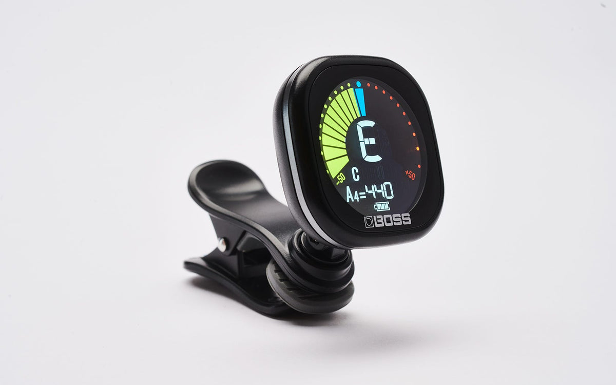 BOSS TU-05 rechargeable clip-on tuner with colour display