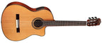 Cordoba Fusion 12 Natural CD angled front view showing the cutaway and side-mounted preamp