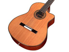 Cordoba Fusion 12 Natural CD solid cedar top and rosewood bridge, three-quarter close-up