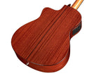 Cordoba Fusion 12 Natural CD mahogany back, three-quarter rear view