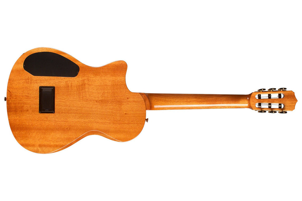 Cordoba Stage Edge Burst chambered mahogany back, full rear view