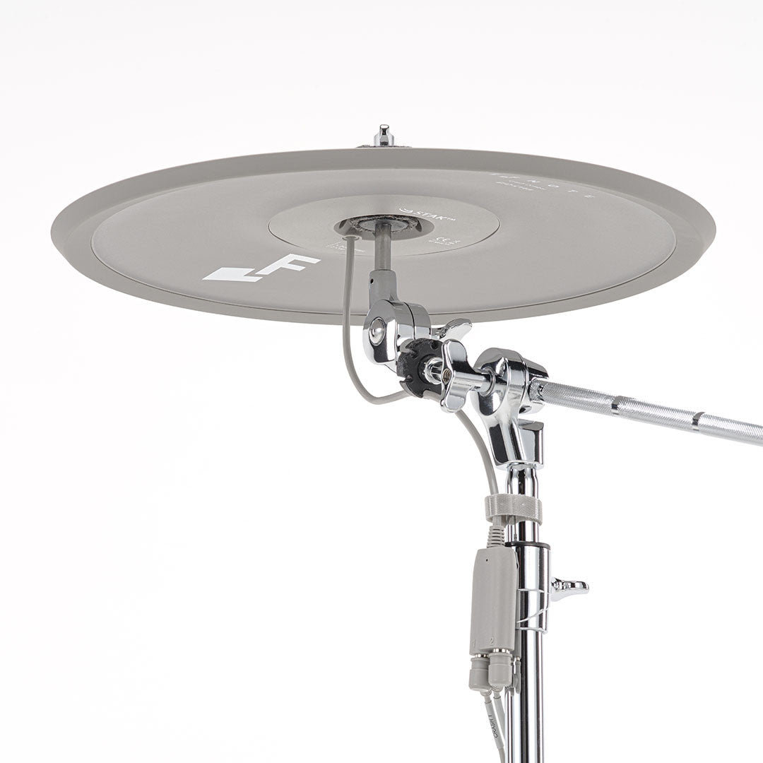 EFNOTE Refined crash cymbal underside with no sensor box, mounted on a boom stand