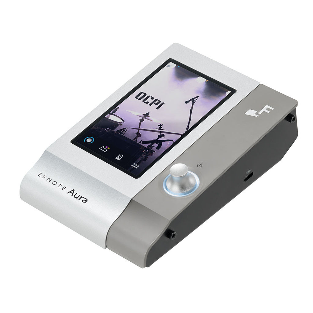 EFNOTE Aura sound module with vertical colour touchscreen and lit value knob