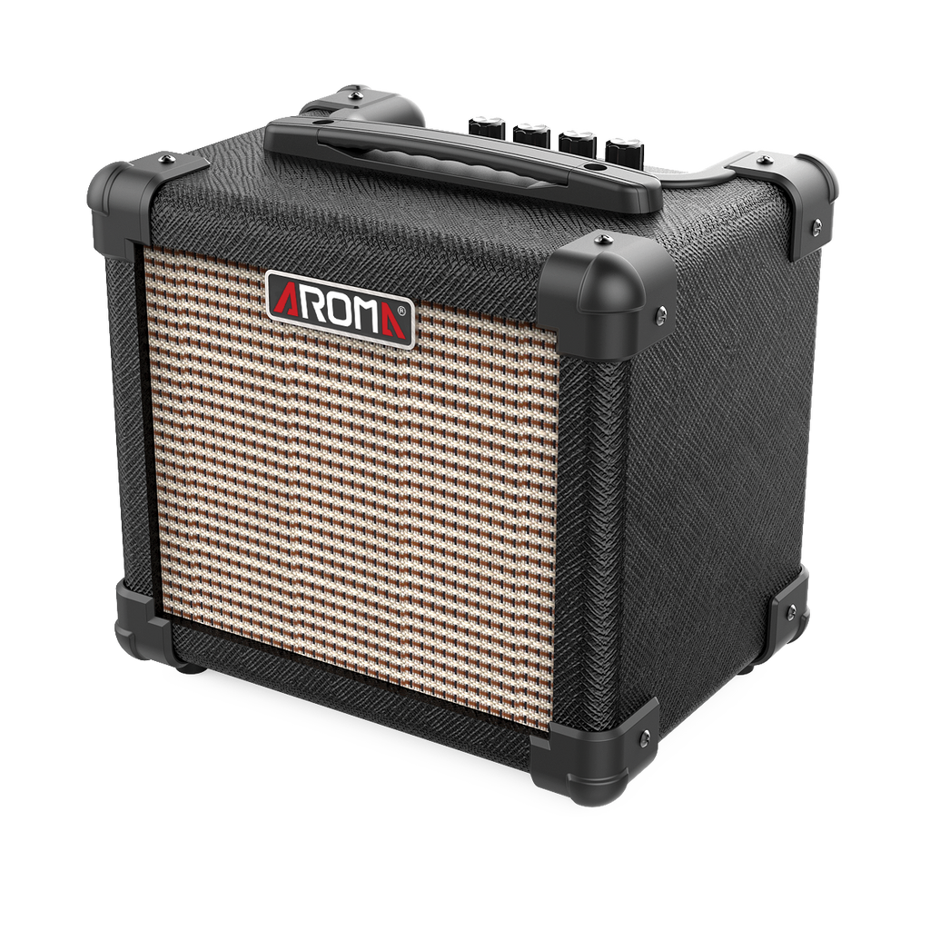 Aroma AG10BK black 10-watt electric guitar amplifier included in the pack