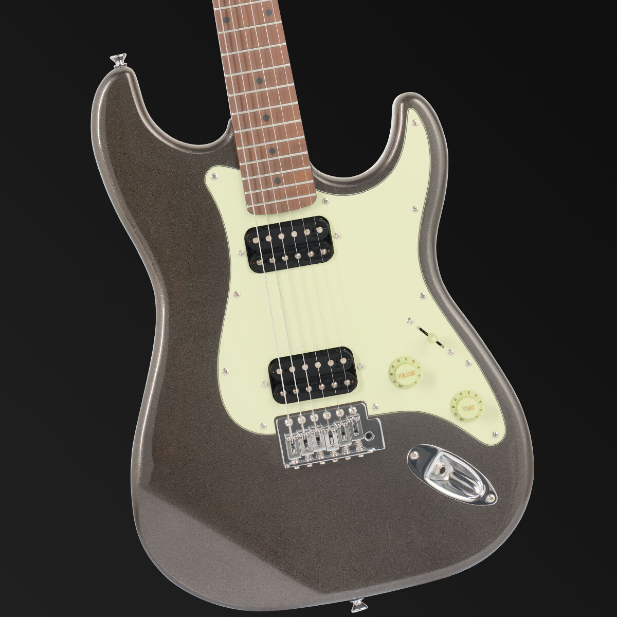 Northstar S-style Charcoal Frost guitar body and two humbucker pickups