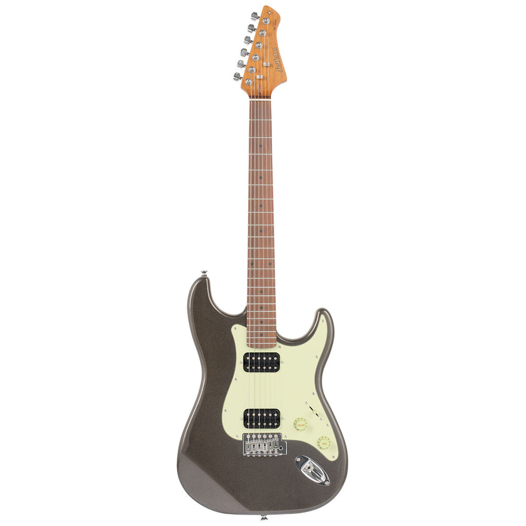 Northstar S-style HH guitar in Charcoal Frost, full front view