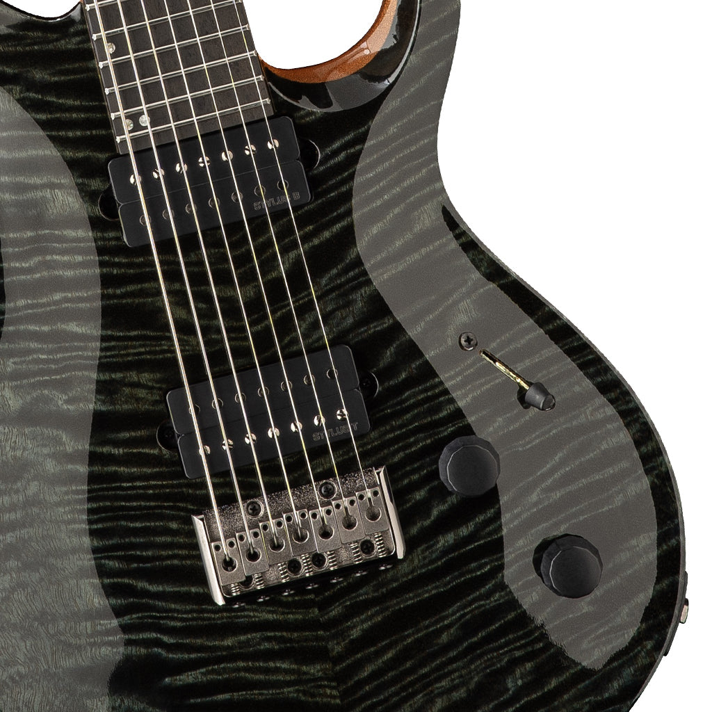 PRS Tekton SVN Slate Blue - bridge and pickup detail