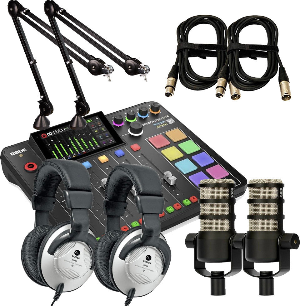Rode RodeCaster Pro II Package 2 - 2x PodMic, 2x PSA1 & 2x XLR Cables (3m)